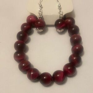 Elegant Natural Gemstone Bracelet and Earring Set